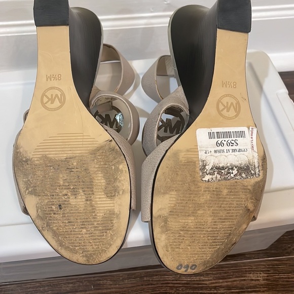 MK Taupe Silver and Black Wedges Size 8.5 - Picture 12 of 13